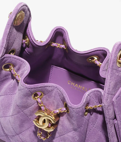 Chanel 25 Mini Handbag Suede Calfskin & Gold Metal  Purple