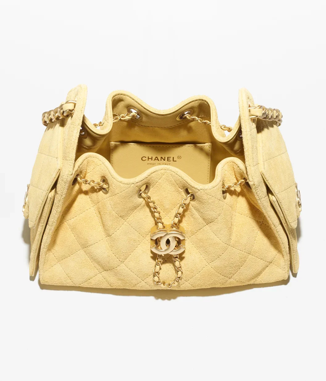 Chanel 25 Mini Handbag Suede Calfskin & Gold Metal  Yellow