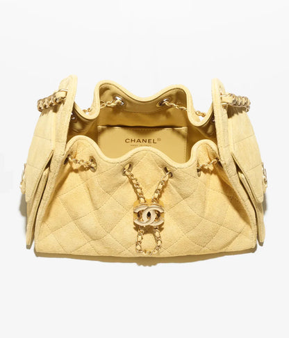 Chanel 25 Mini Handbag Suede Calfskin & Gold Metal  Yellow