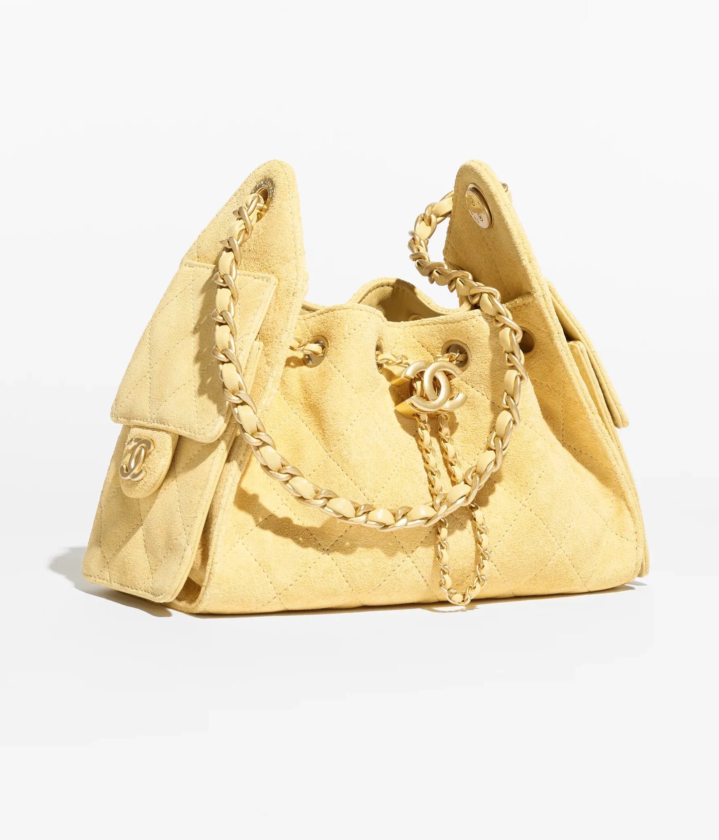 Chanel 25 Mini Handbag Suede Calfskin & Gold Metal  Yellow