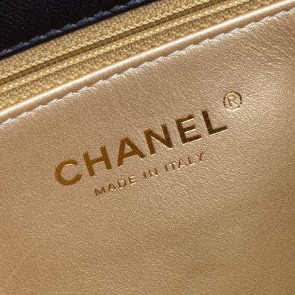 CHANEL CC Crystal Logo Chain Medium Flap Bag - Black