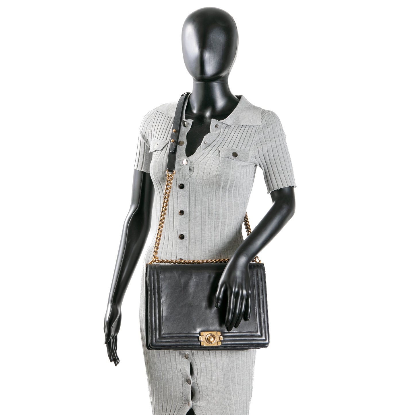 CHANEL Large Original Clasp Boy Bag- Black