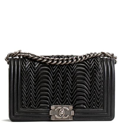 CHANEL 3D Pleated Medium Boy Bag - Black
