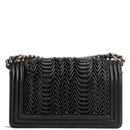 CHANEL 3D Pleated Medium Boy Bag - Black