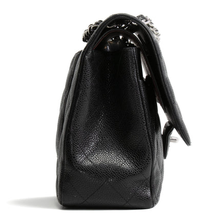 CHANEL Caviar Jumbo Double Flap Bag - Black