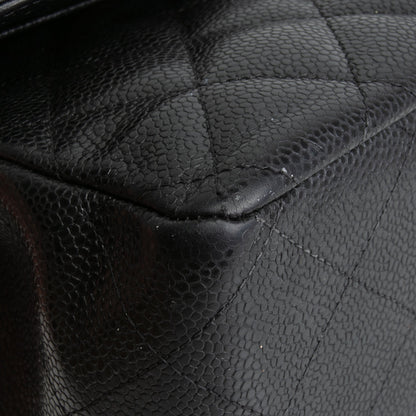 CHANEL Caviar Jumbo Double Flap Bag - Black
