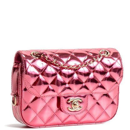 CHANEL Mini Hollywood Blvd Flap w/ Coin Purse - Metallic Pink
