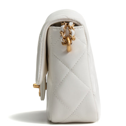 CHANEL My Perfect Mini Adjustable Pearl Chain Flap - White