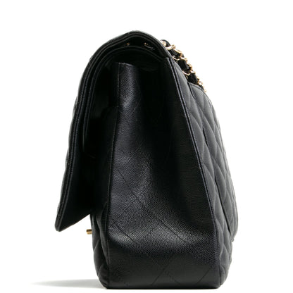 CHANEL Caviar Quilted Maxi Double Flap - Black