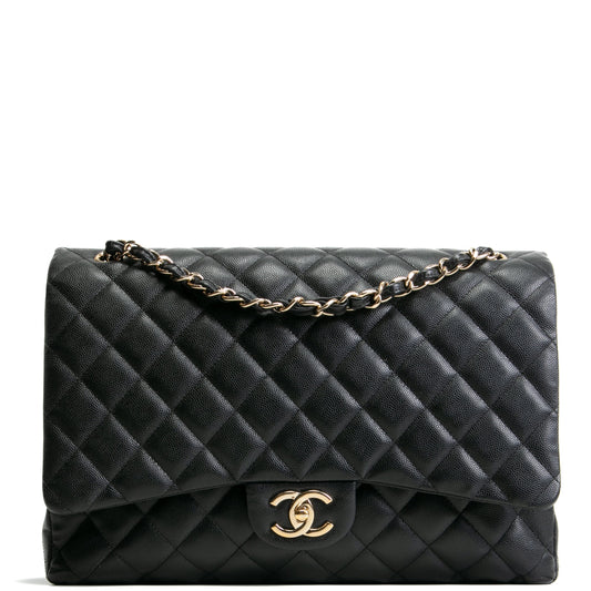 CHANEL Caviar Quilted Maxi Double Flap - Black