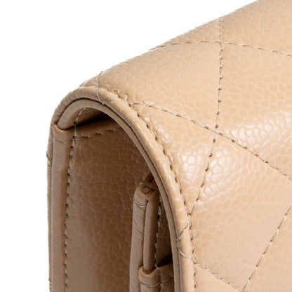 CHANEL Classic Wallet On Chain- Quilted Caviar Beige