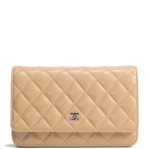 CHANEL Classic Wallet On Chain- Quilted Caviar Beige
