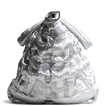 CHANEL Doudoune Tote Embossed Nylon Large- Metallic Silver
