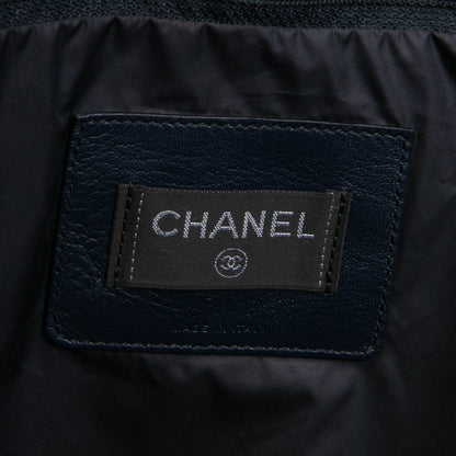CHANEL Doudoune Tote Embossed Nylon Large- Metallic Silver