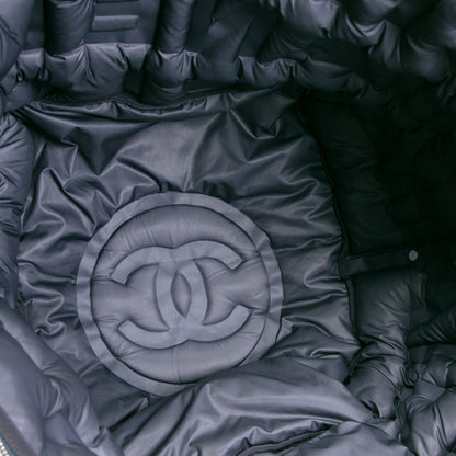 CHANEL Doudoune Tote Embossed Nylon Large- Metallic Silver