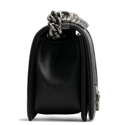 CHANEL Caviar Quilted Boy Flap Bag Small- Black