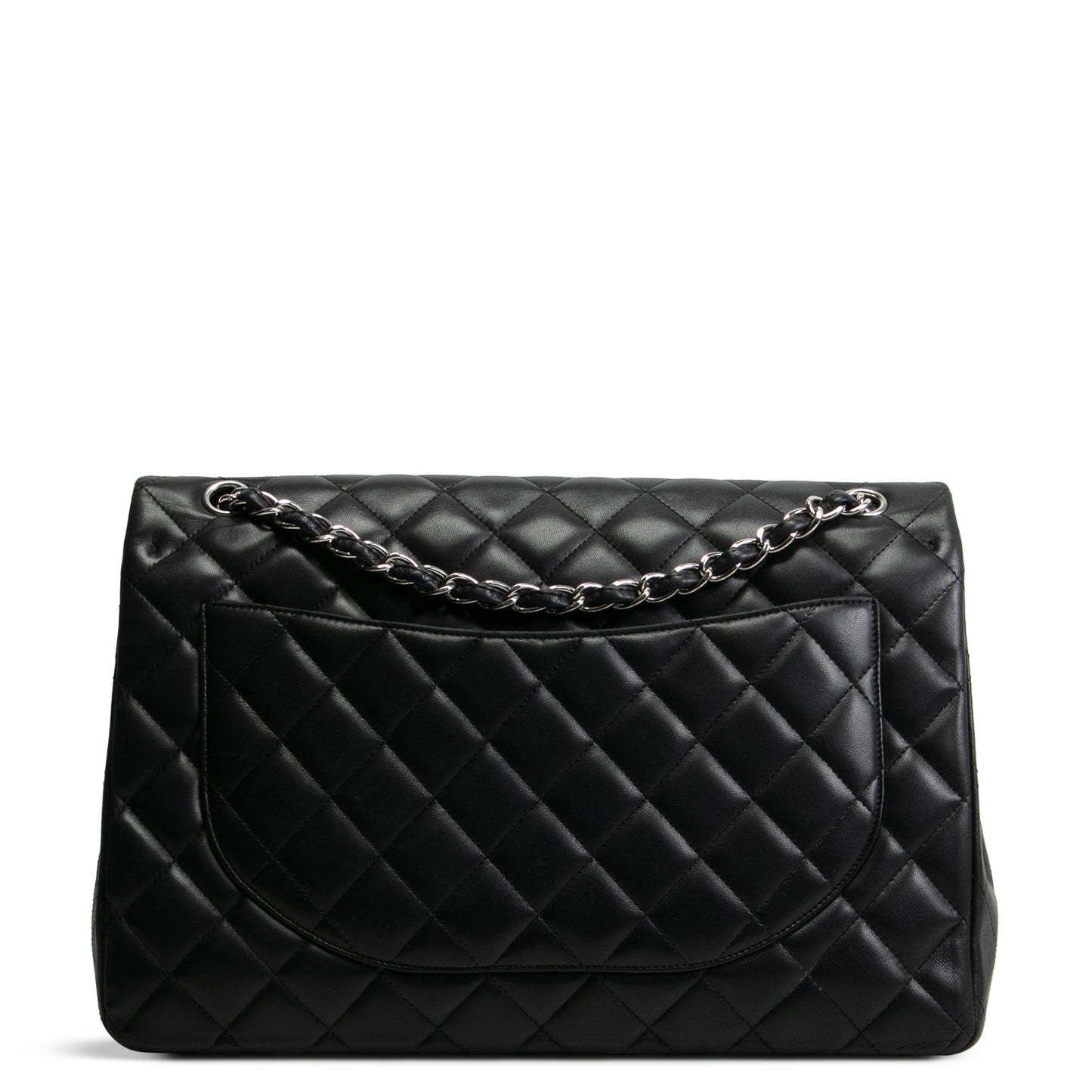 CHANEL Maxi Single Flap Quilted Lambskin- Black