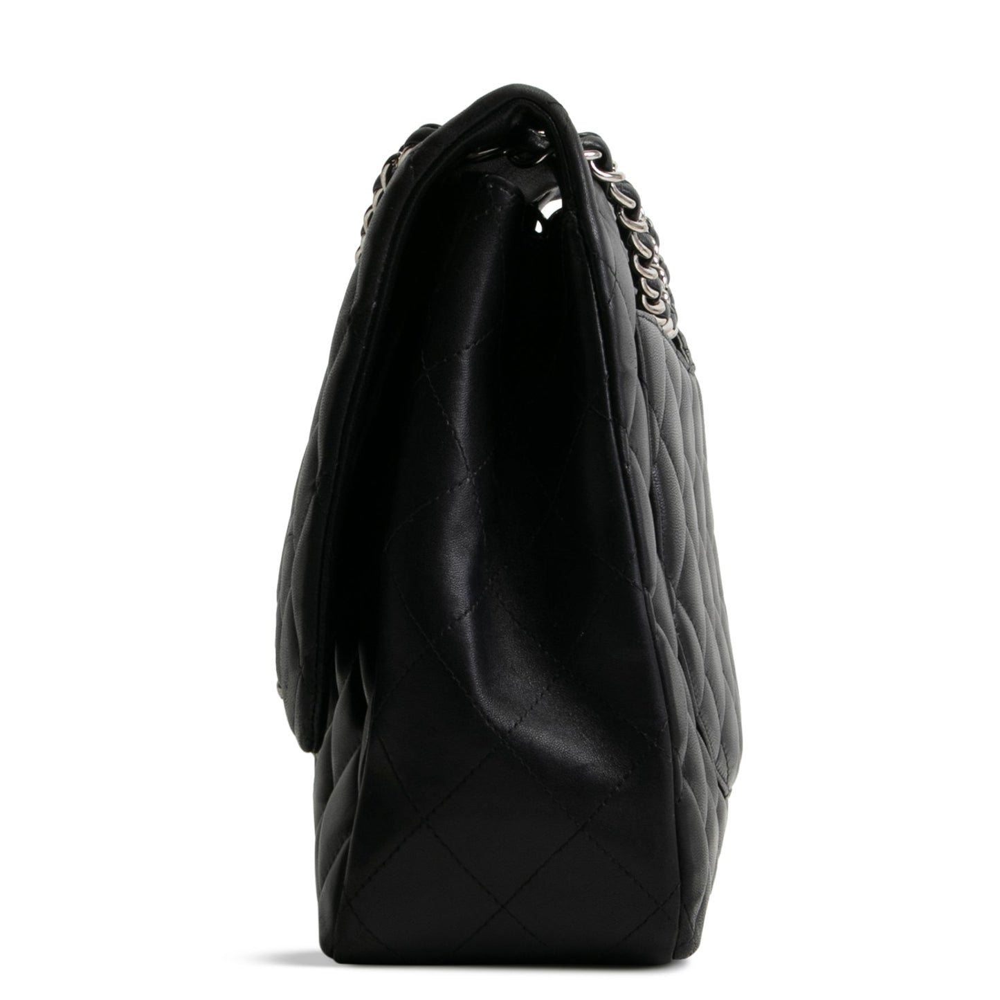 CHANEL Maxi Single Flap Quilted Lambskin- Black