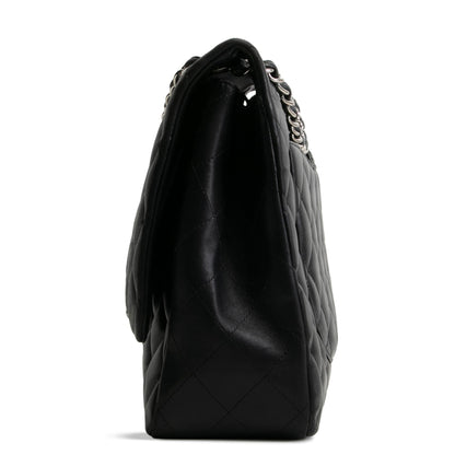 CHANEL Maxi Single Flap Quilted Lambskin- Black