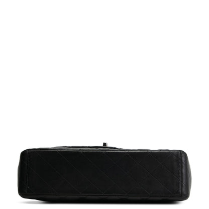 CHANEL Maxi Single Flap Quilted Lambskin- Black