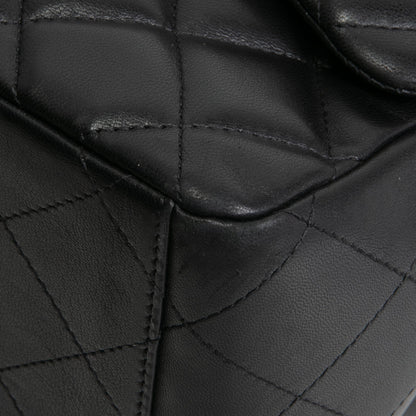 CHANEL Maxi Single Flap Quilted Lambskin- Black