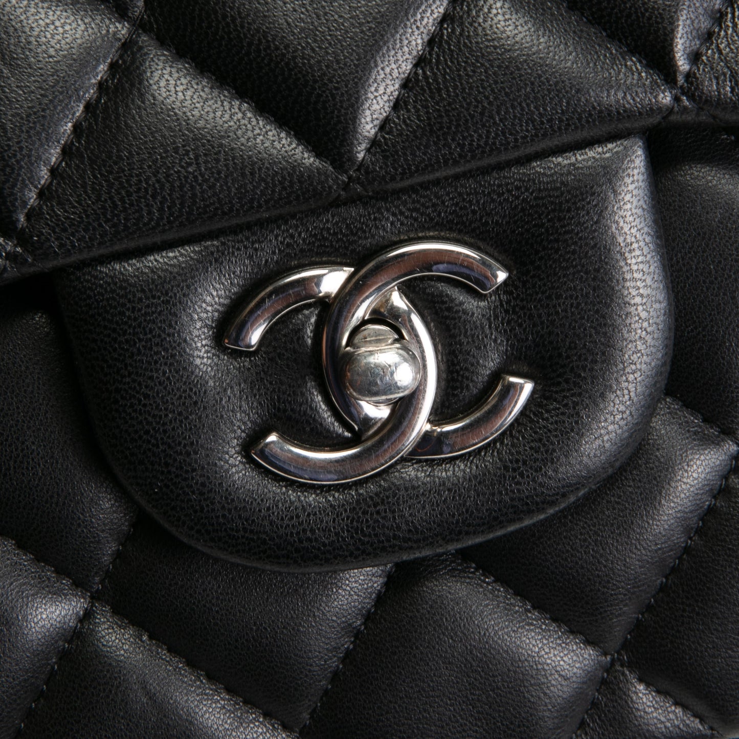 CHANEL Maxi Single Flap Quilted Lambskin- Black