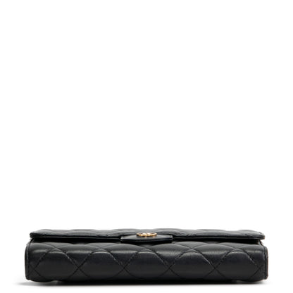 CHANEL Quilted Lambskin Classic Flap Continental Trifold Wallet - Black