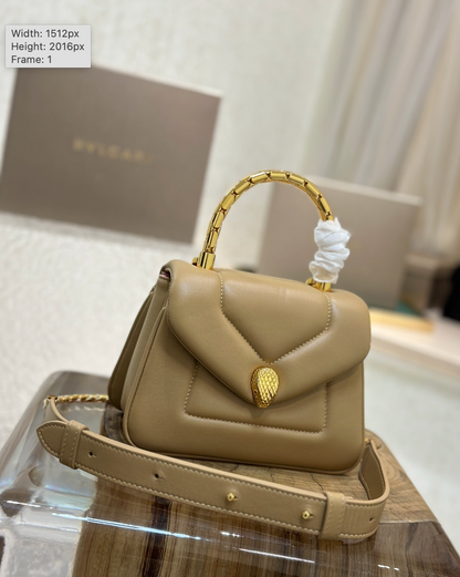 Serpenti Calfskin Leather Top Handle Bag