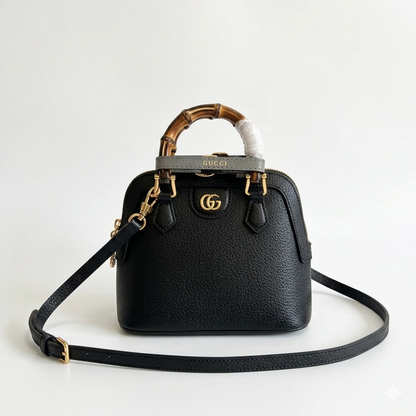 Diana Leather Bamboo Handle Bag