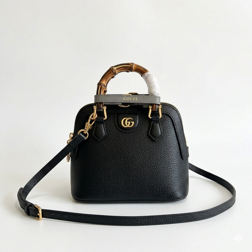 Diana Leather Bamboo Handle Bag