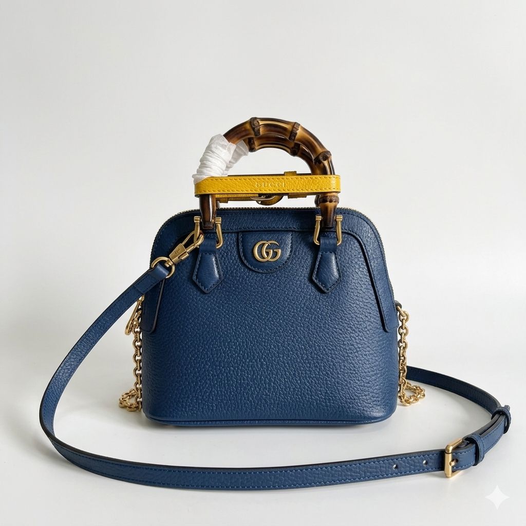 Diana Leather Bamboo Handle Bag