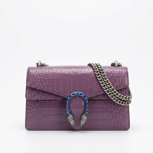 Croc-Embossed Dionysus Shoulder Bag