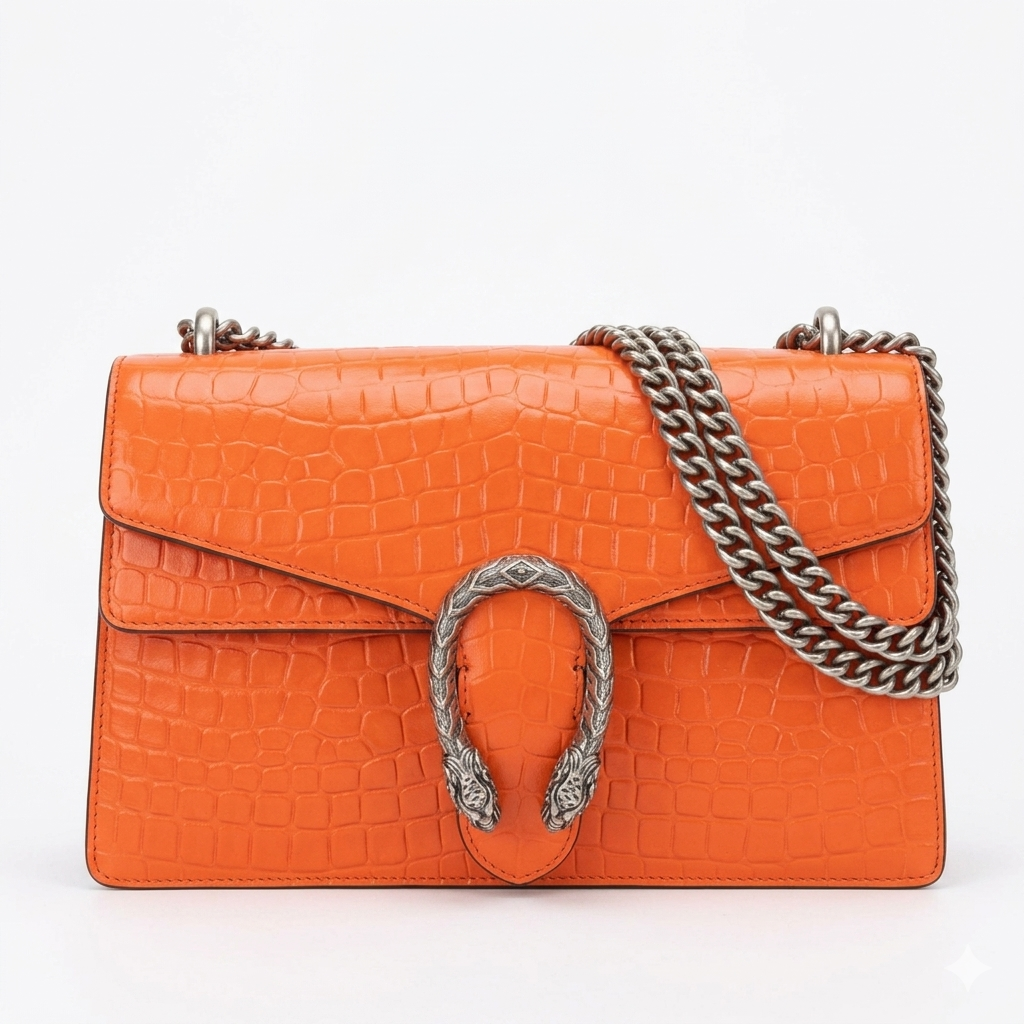 Croc-Embossed Dionysus Shoulder Bag