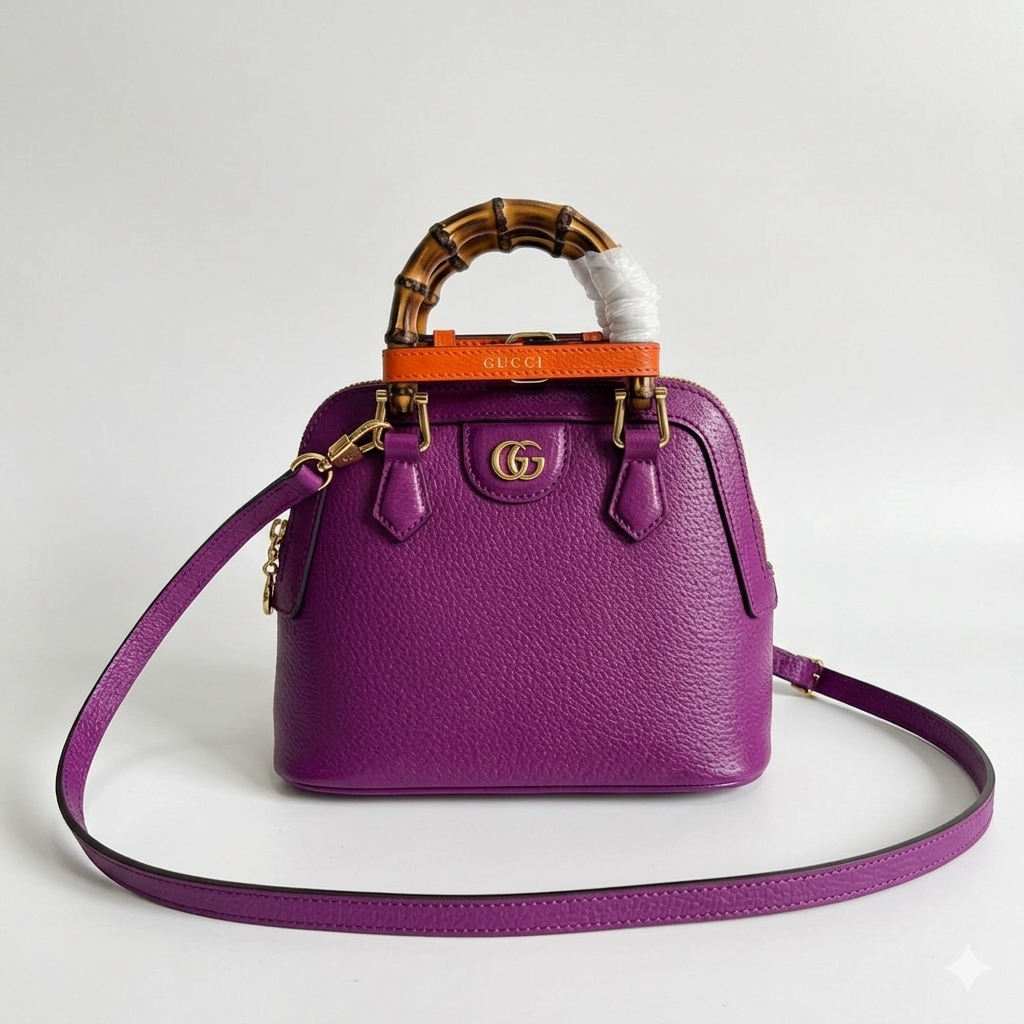Diana Leather Bamboo Handle Bag