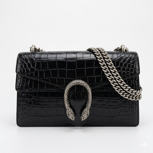 Croc-Embossed Dionysus Shoulder Bag