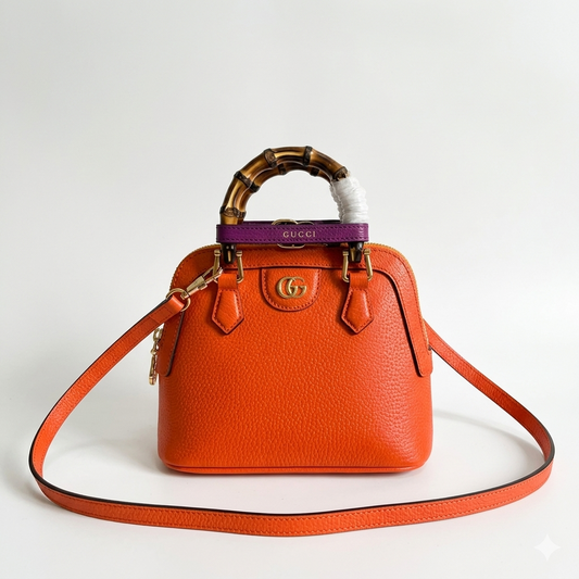 Diana Leather Bamboo Handle Bag