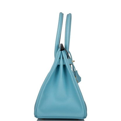Hermes Birkin 30 Bleu Atoll Epsom Gold Hardware