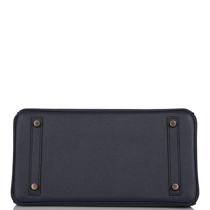 Hermes Birkin 30 Bleu Indigo Epsom Rose Gold Hardware