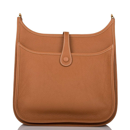 Hermes Gold Clemence Evelyne III PM Bag Gold Hardware