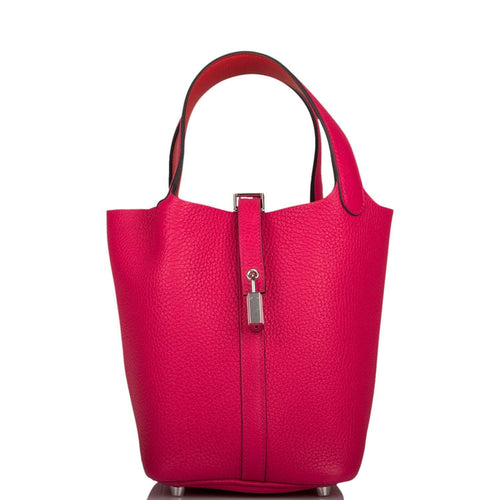 Hermes Rose Mexico Clemence Picotin Lock 18cm Palladium Hardware