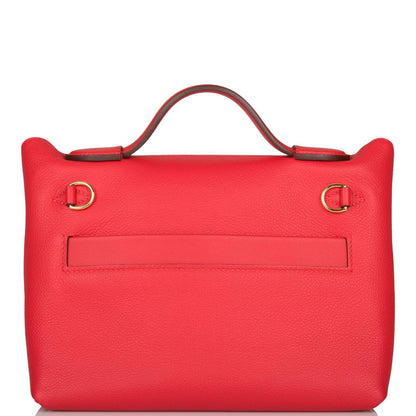 Hermes Rouge de Coeur Evercolor and Swift Mini 24/24 Bag Gold Hardware