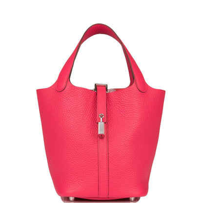 Hermes Picotin Lock 18 Rose Extreme Clemence Palladium Hardware