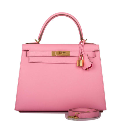 Hermes Horseshoe Stamp (HSS) Rose Confetti Verso Epsom Sellier Kelly 28cm Gold Hardware