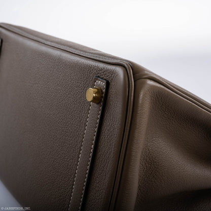 Hermes Birkin 30 Etoupe Navillo leather Gold Hardware - 2019, D