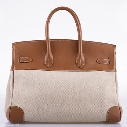 Hermes Birkin 35 Gold Epsom with Toile and Gold Hardware