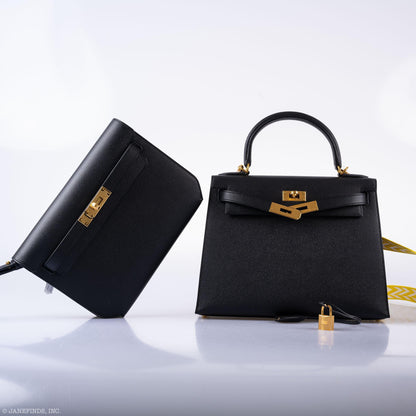 Hermes Kelly 28 Sellier Black Epsom with Gold Hardware - 2021, Z