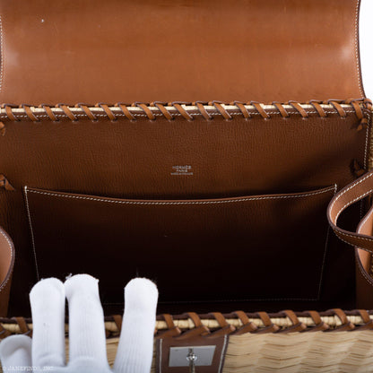 Hermes Kelly 35 Picnic, Wicker & Barenia leather Palladium Hardware - 2018, C