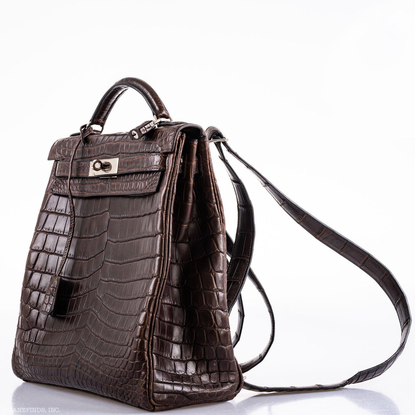 Hermes Kelly Ado 27 Matte Havane Nilo Crocodile with Palladium Hardware - 2001, E Square
