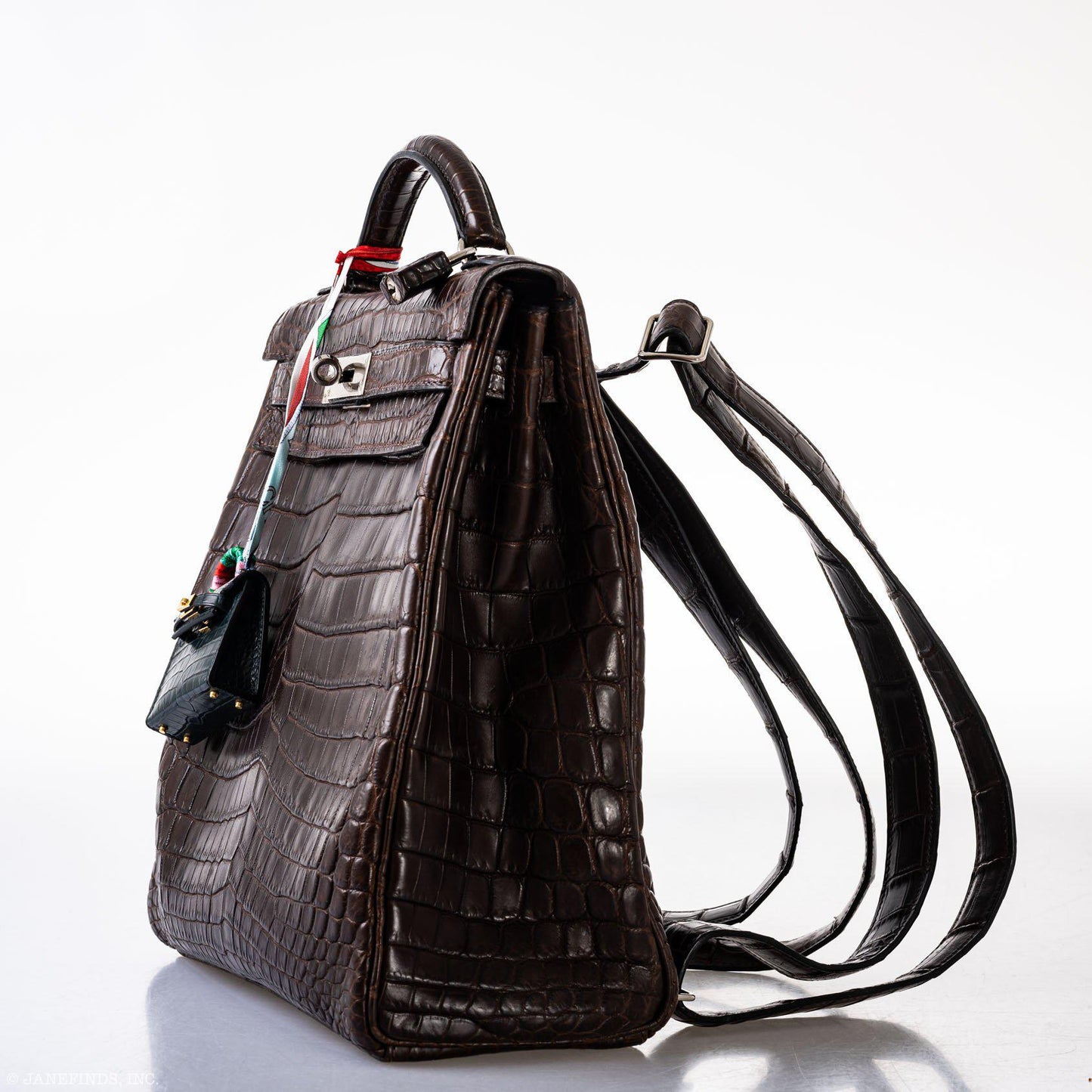 Hermes Kelly Ado 27 Matte Havane Nilo Crocodile with Palladium Hardware - 2001, E Square