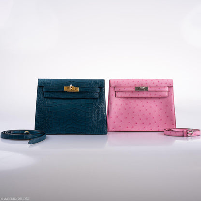 Hermes Kelly Danse II Bubblegum Pink 5P Ostrich Palladium Hardware - 2020, Y